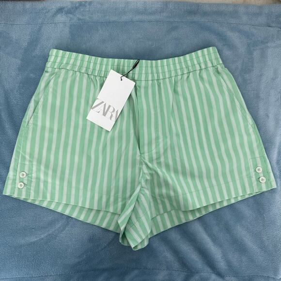 Zara Cotton Stripe Green Boxer Shorts - Picture 3 of 7